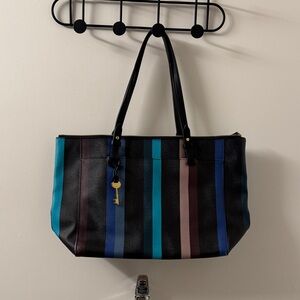 Fossil Multi-colored Striped Tote Bag